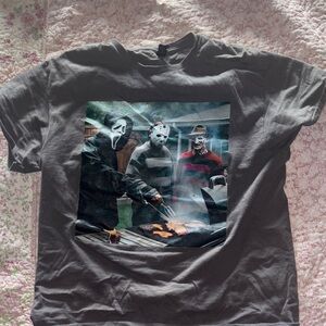 Graphic Horror Masks T-Shirt - Gray